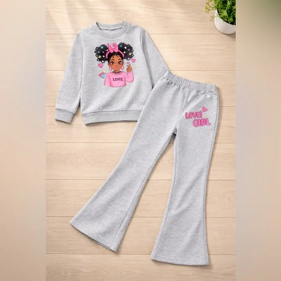 The Children's Place Gray and Pink Kids Matching Set. 7 T - Picture 4 of 5